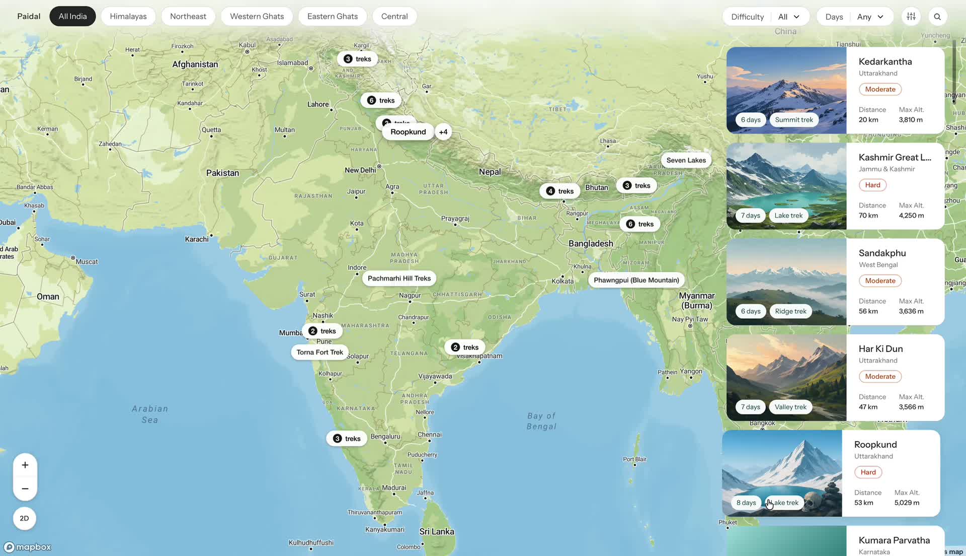 Named pills shown on the trek map